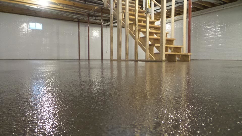 Finished Graniflex decorative concrete coating in a residential setting